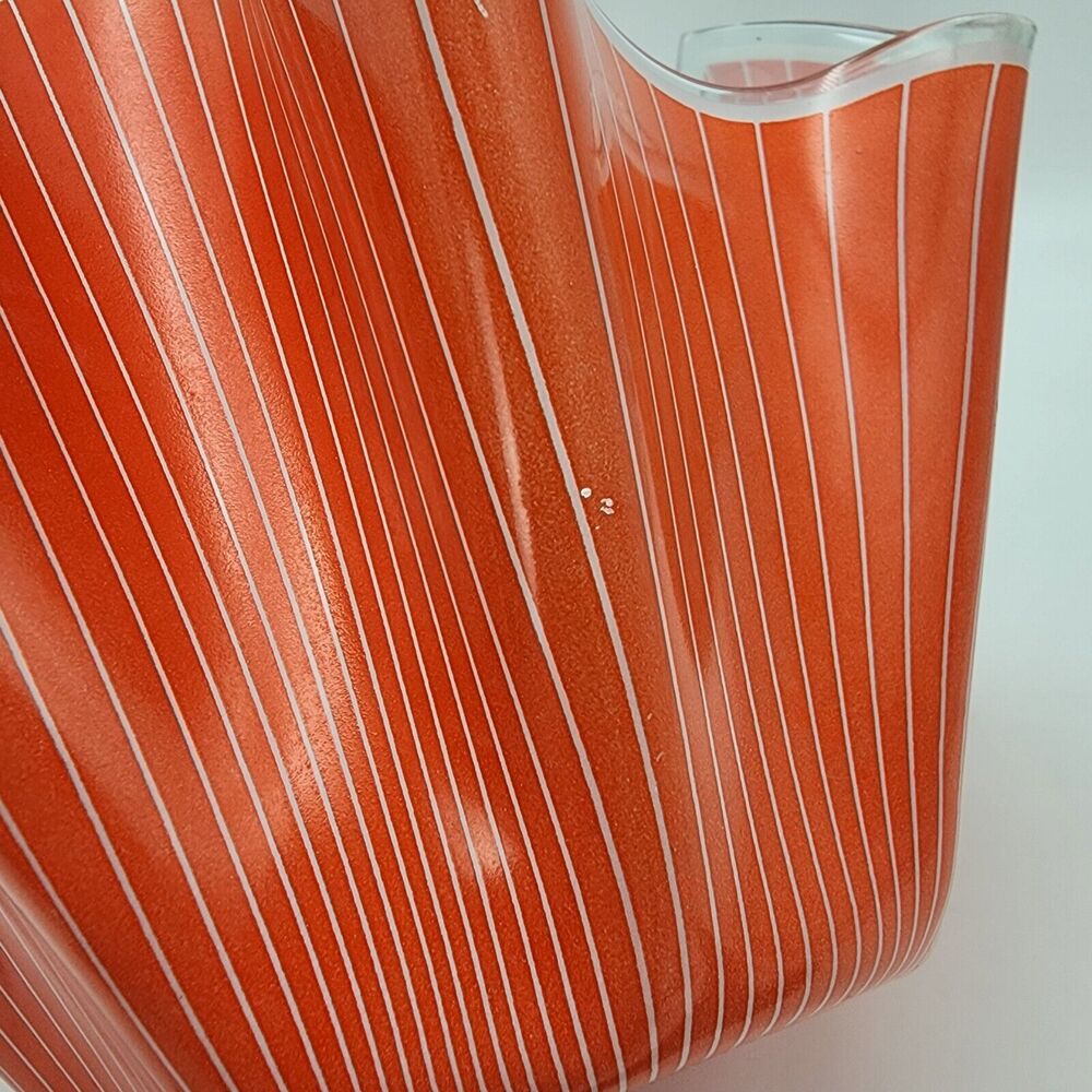 Chance Brothers Handkerchief Vase Orange White Cordon Pinstripe MCM Vintage 60s - Picture 8 of 13